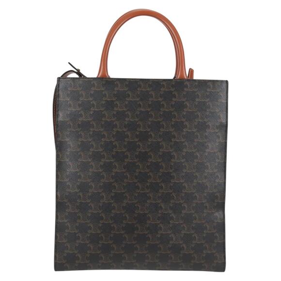 CELINE Triomphe Canvas Vertical Cabas Small Bag Pvc Black Gold - Picture 2 of 13